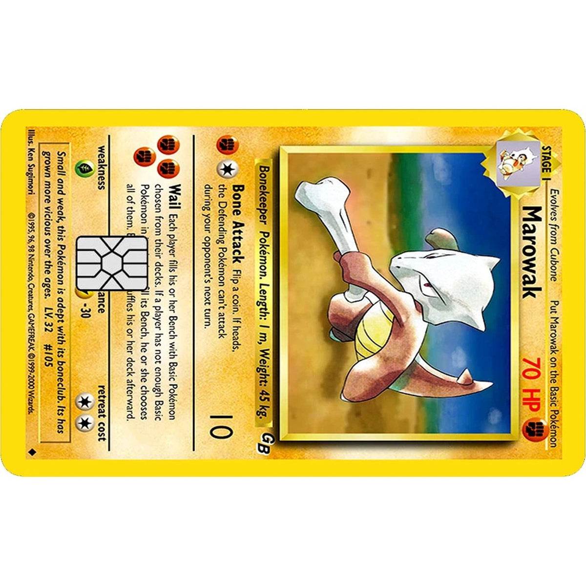 Marowak Pokémonster Card Collection Credit Card Skin Wrap Decal Pre-Cut Sticker