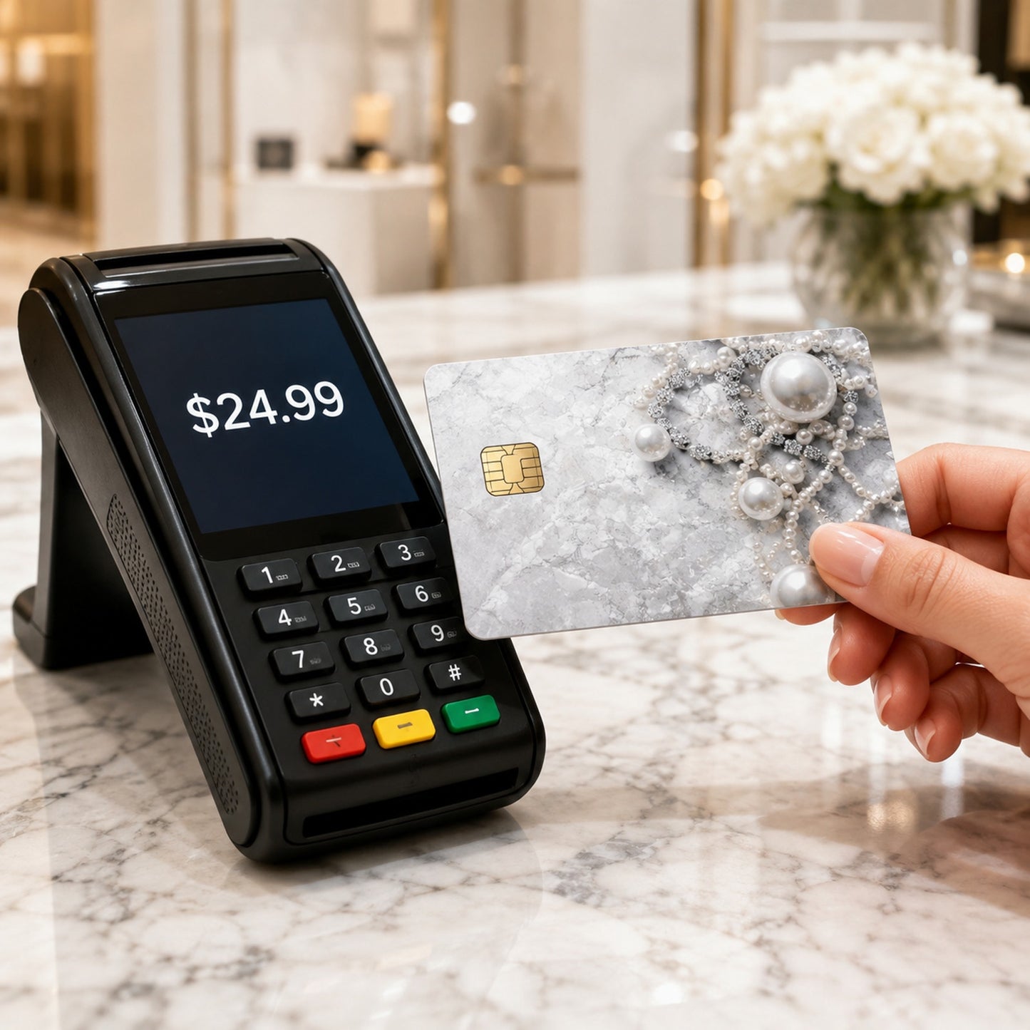 Pearl Tapestry Cascading Elegance Luxury Design Debit Card Credit Card Skin