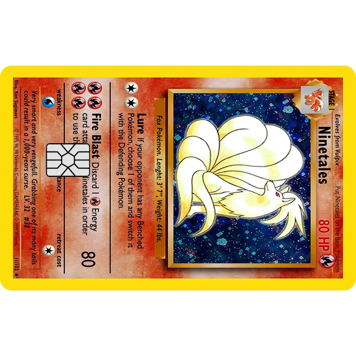 Ninetales Pokémonster Card Collection Credit Card Skin Wrap Decal PreCut Sticker