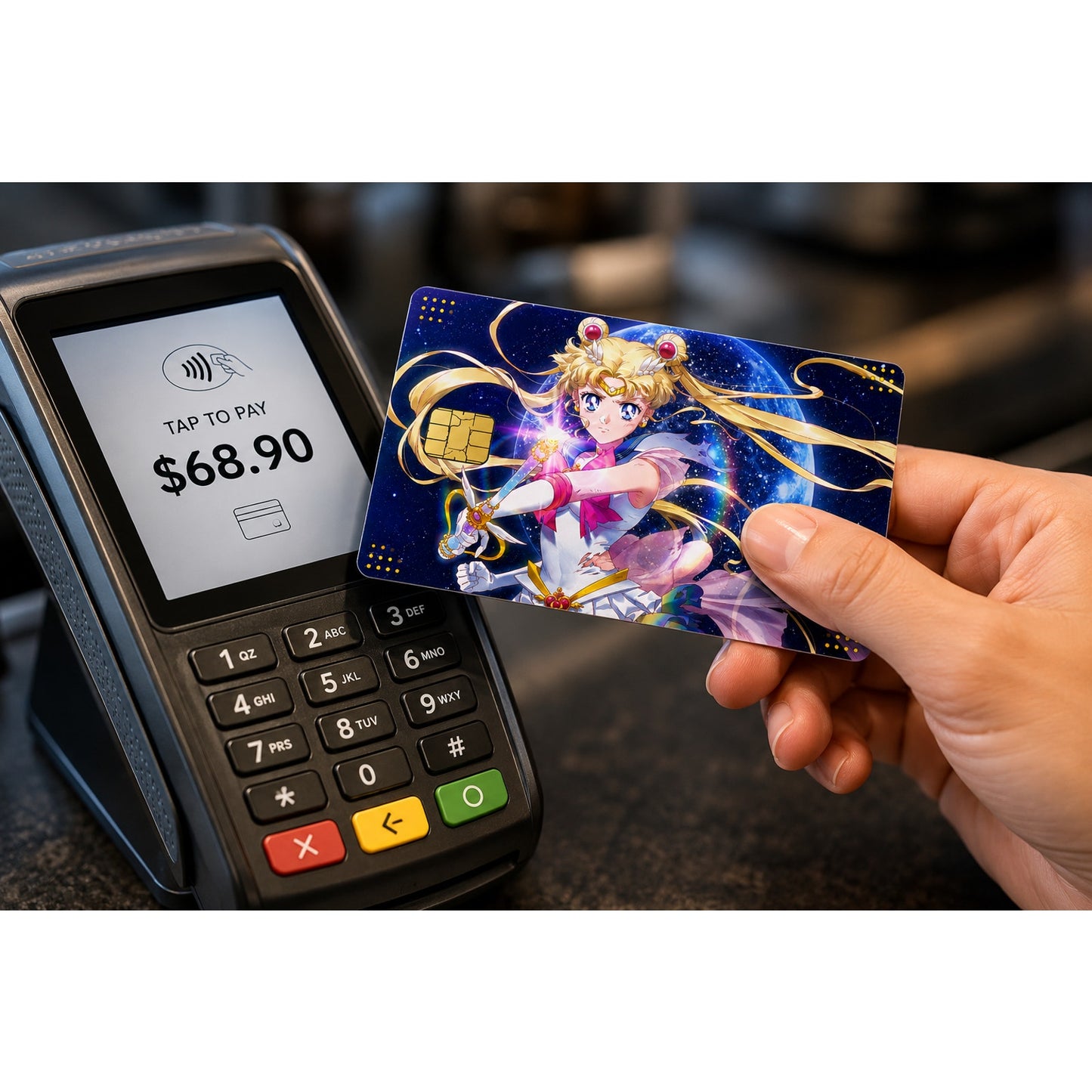 Blue Sailor Moon Credit Card Skin Anime Debit Card Vinyl Sticker