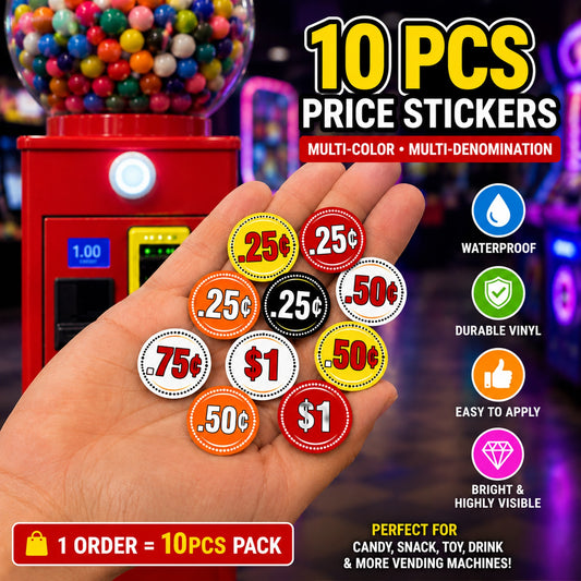 10-Pack 2-Inch Round Vending Machine Price Stickers