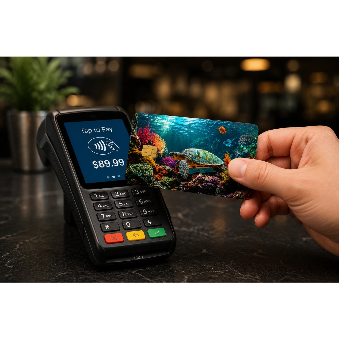 Colorful Sea Turtle Underwater Habitat Debit Card Credit Card Skin Sticker Decal