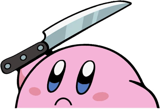 Kirby with Knife Anime Cartoon Funny Vinyl Sticker Auto Car Truck Wall Laptop - DECALS OF AMERICA