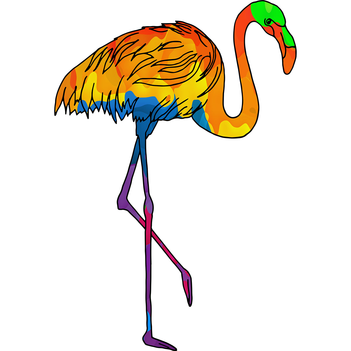 Flamingo Abstract Sticker Abstract Walking Flamingo Vinyl Decal 6 inches high | DECALS OF AMERICA