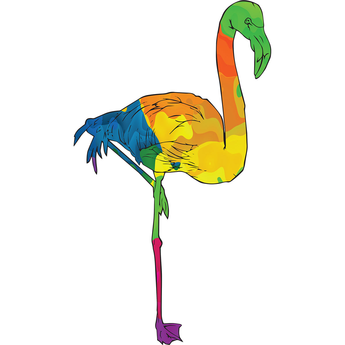 Flamingo Abstract Sticker Abstract Standing Flamingo Vinyl Decal 6 inches high | DECALS OF AMERICA