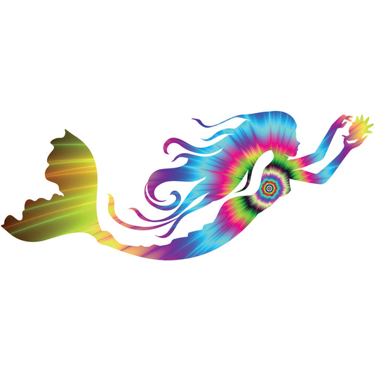 Color Burst Mermaid with Shell Vinyl Decal