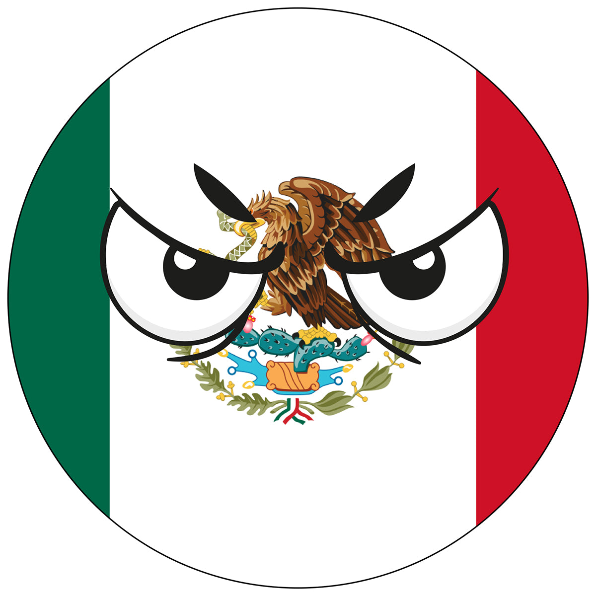 Mexico Country Ball Angry Eyes Vinyl Decal