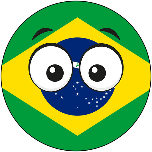 Brazil Country Ball Googly Eyes Vinyl Decal