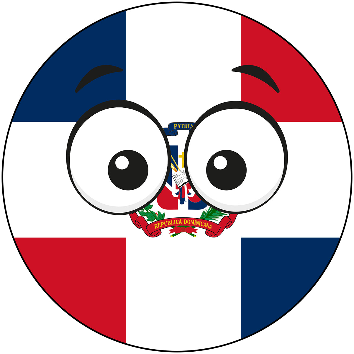 Dominican Republic Country Ball Googly Eyes Vinyl Decal