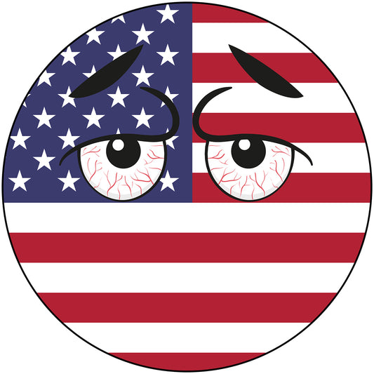 US American Country Ball Bloodshot Googly Eyes Vinyl Decal