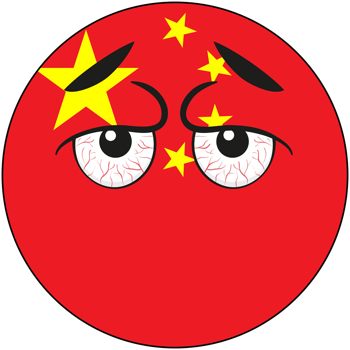 China Country Ball Bloodshot Googly Eyes Vinyl Decal