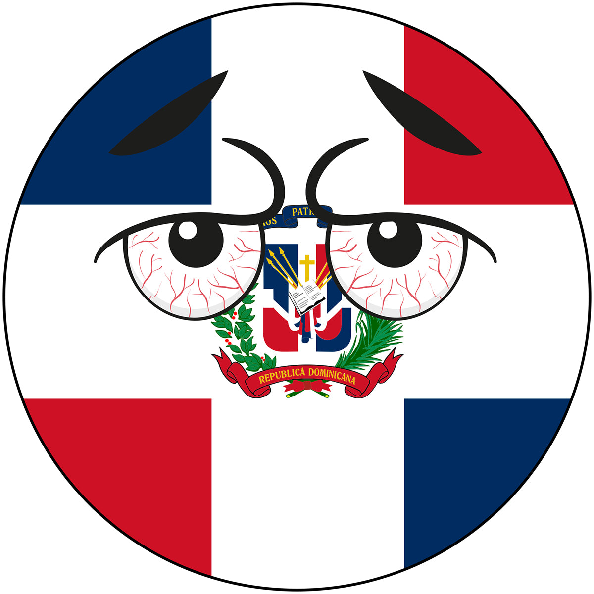 Dominican Republic Country Ball Bloodshot Googly Eyes Vinyl Decal