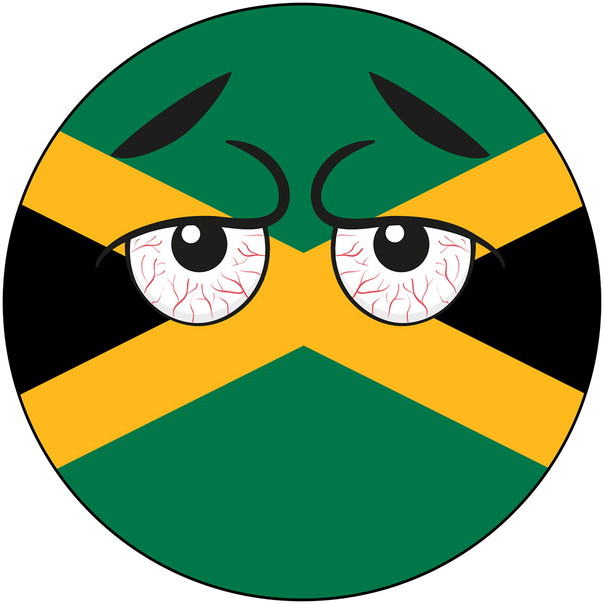 Jamaica Country Ball Bloodshot Googly Eyes Vinyl Decal