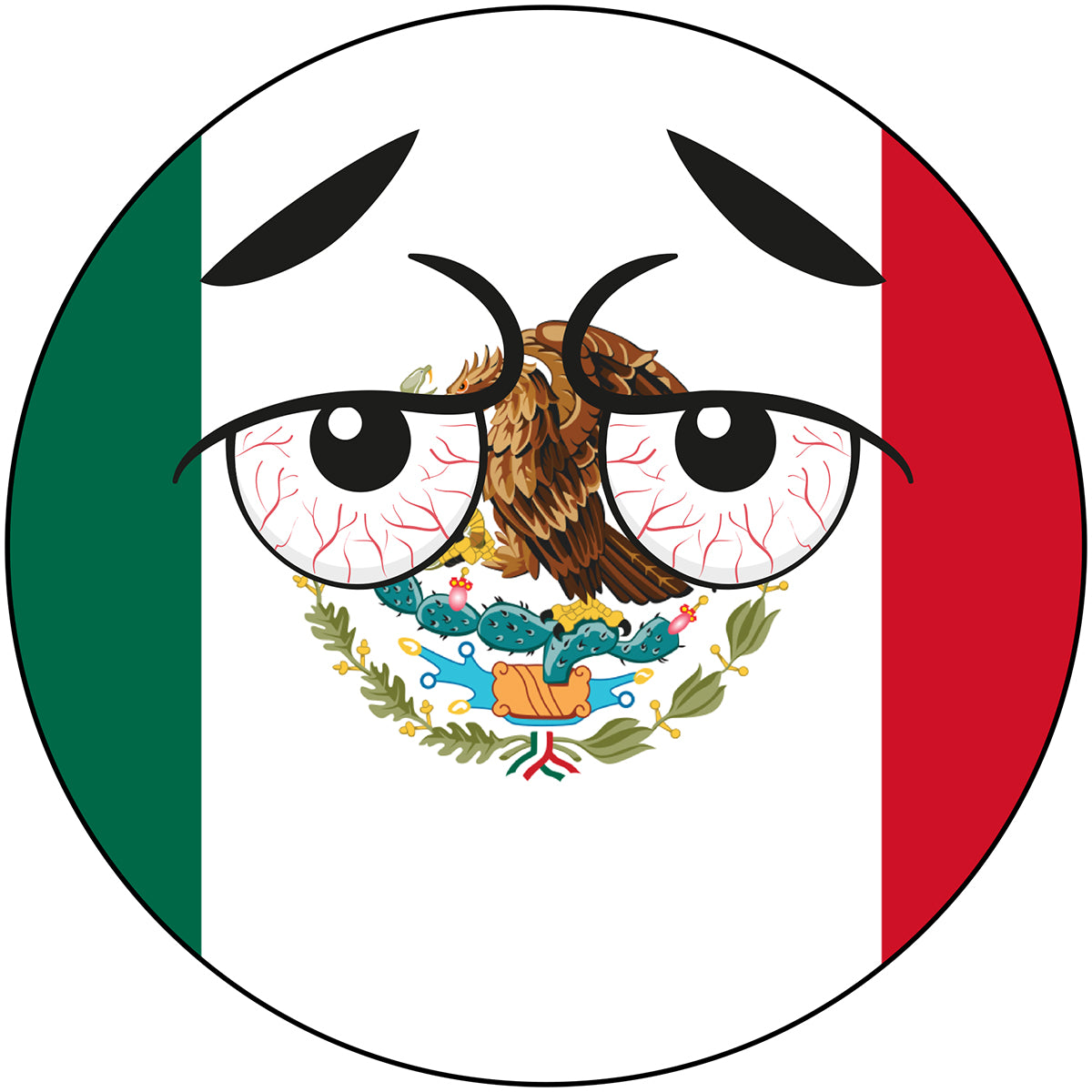 Mexico Country Ball Bloodshot Googly Eyes Vinyl Decal