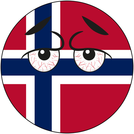 Norway Country Ball Bloodshot Googly Eyes Vinyl Decal