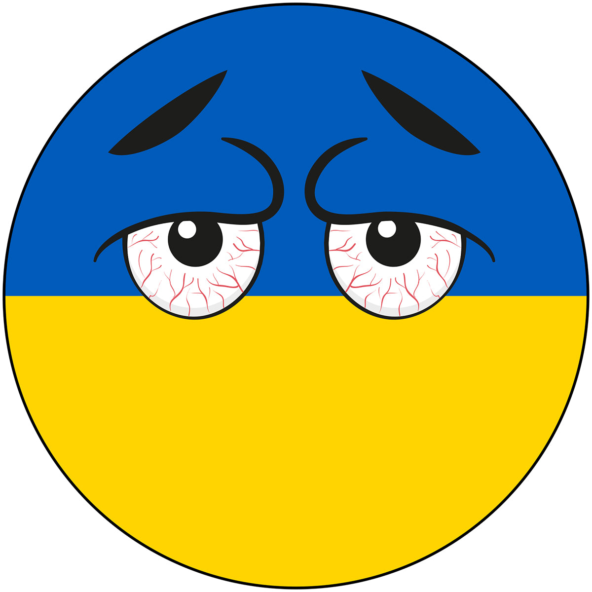 Ukraine Country Ball Bloodshot Googly Eyes Vinyl Decal