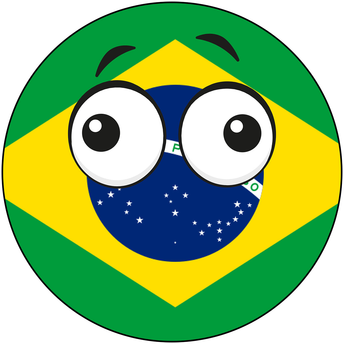 Brazil Country Ball Derp Googly Eyes Vinyl Decal