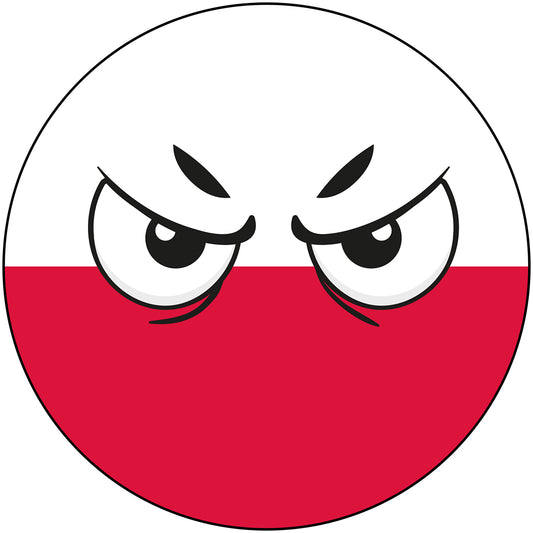 Poland Country Ball Angry Googly Eyes Vinyl Decal