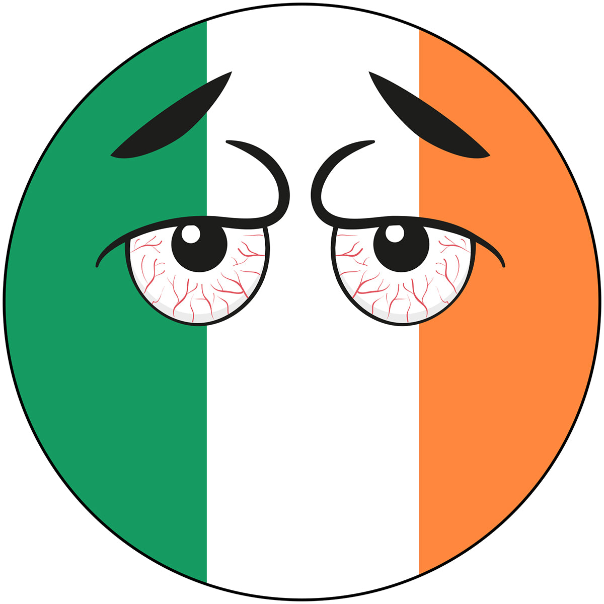 Ireland Country Ball Bloodshot Googly Eyes Vinyl Decal