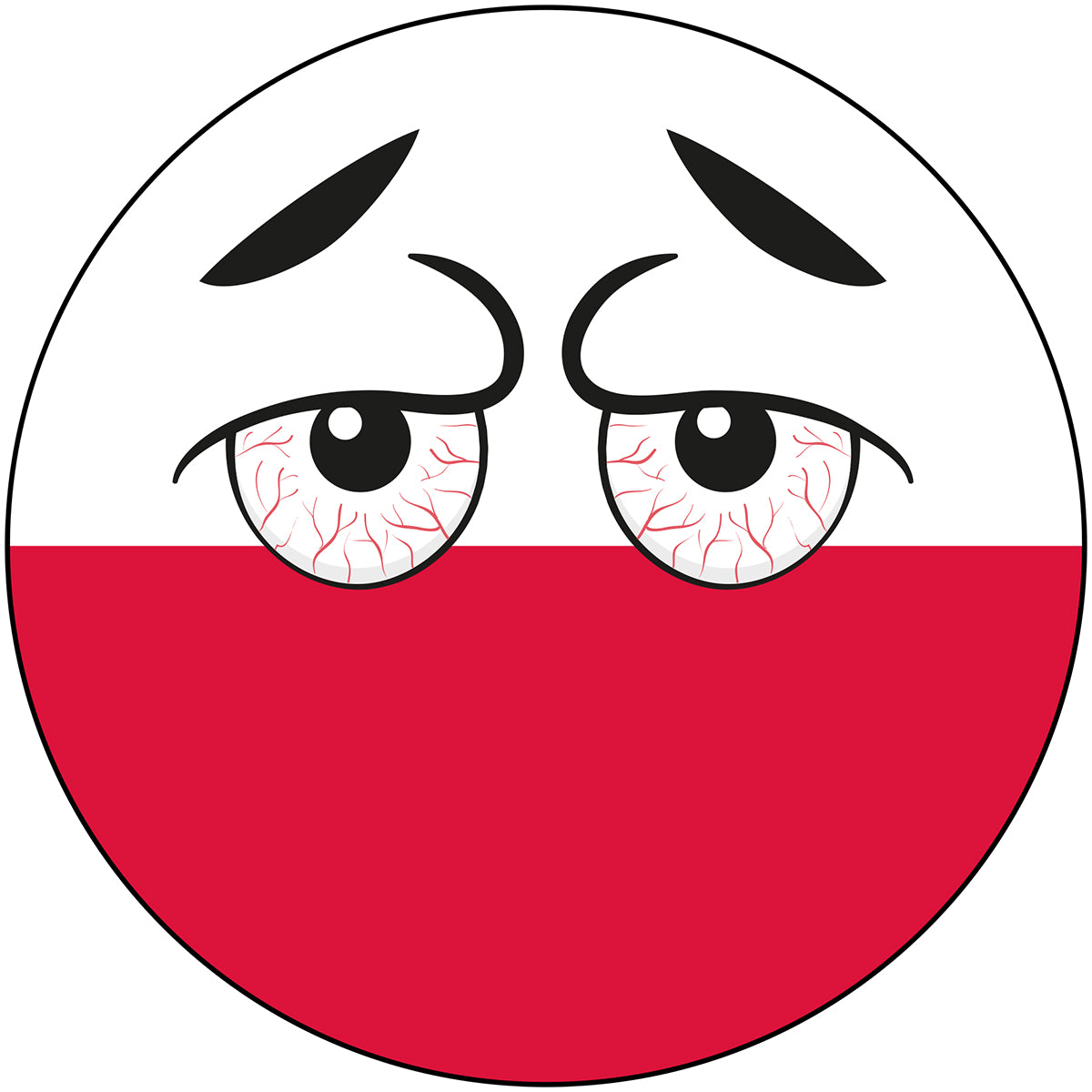 Poland Country Ball Bloodshot Googly Eyes Vinyl Decal