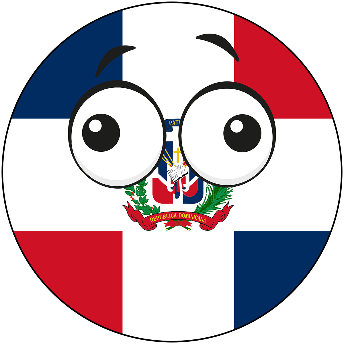 Dominican Republic Country Ball Derp Googly Eyes Vinyl Decal