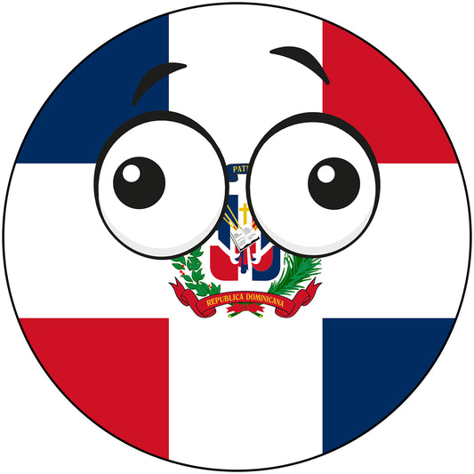 Dominican Republic Country Ball Derp Googly Eyes Vinyl Decal