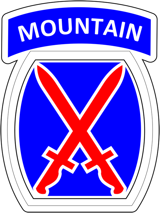 Calcomanía de vinilo de la 10.a División de Montaña para automóvil, camión, ventana o computadora portátil Militar del Ejército de EE. UU.