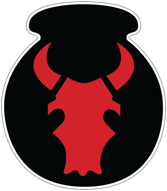 34.a División de Infantería Parche Red Bull Calcomanía de vinilo militar del Ejército de EE. UU. para automóvil, camión, ventana o computadora portátil