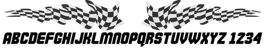 Checkered Flag Custom Letters Vinyl Decal 6 inches wide - DECALS OF AMERICA