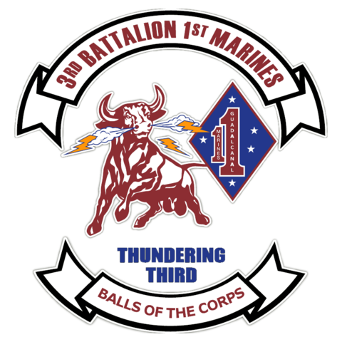 USMC 3rd Battalion 1st Marines Patch Thundering Third U.S. Military vinyl decal for car, truck, window or laptop - DECALS OF AMERICA