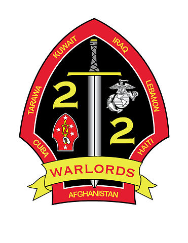 USMC 2nd Battalion 2nd Marines Patch Warlords U.S. Military vinyl decal for car, truck, window or laptop - DECALS OF AMERICA