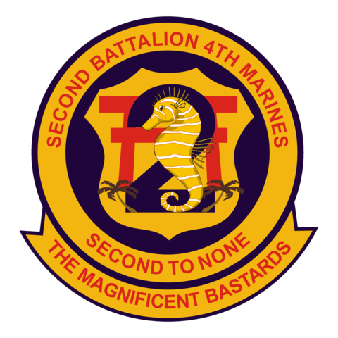 USMC 2nd Battalion 4th Marines Patch Magnificent Bastards U.S. Military vinyl decal for car, truck, window or laptop