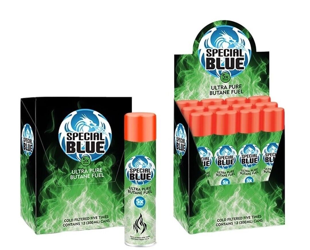 96 Cans - Butane Gas Special Blue 5X refined. Lighter Refill Wholesale Fuel - DECALS OF AMERICA