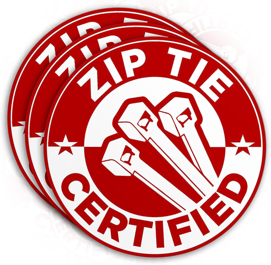 Zip Tie Certified Sticker Funny Technician Mechanic Electrician Construction 2" - DECALS OF AMERICA