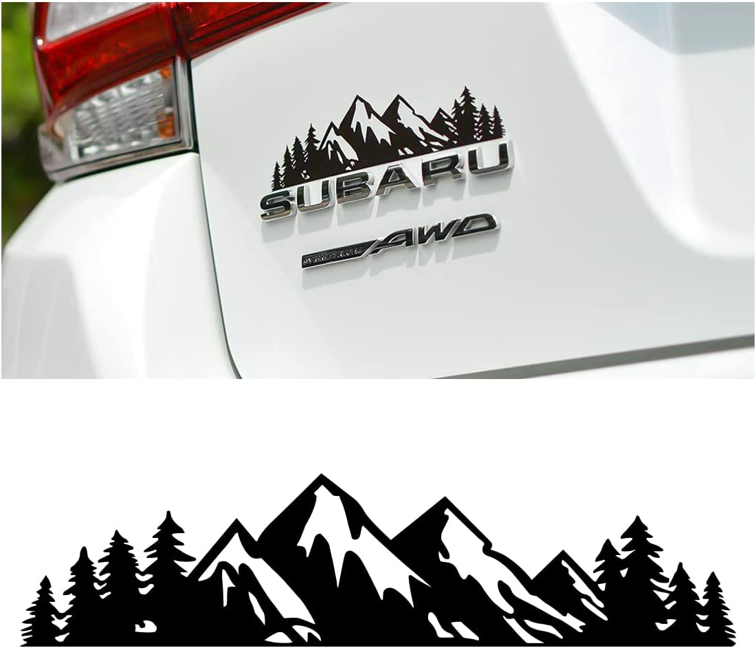 Snow Mountain Trees for Car, Mountains Graphic Decal (Black Mountain/1 PCS)