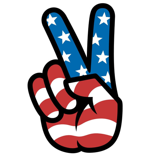 Peace Sign Hand American Flag Symbol Car Window Decal Laptop Vinyl Sticker USA - DECALS OF AMERICA
