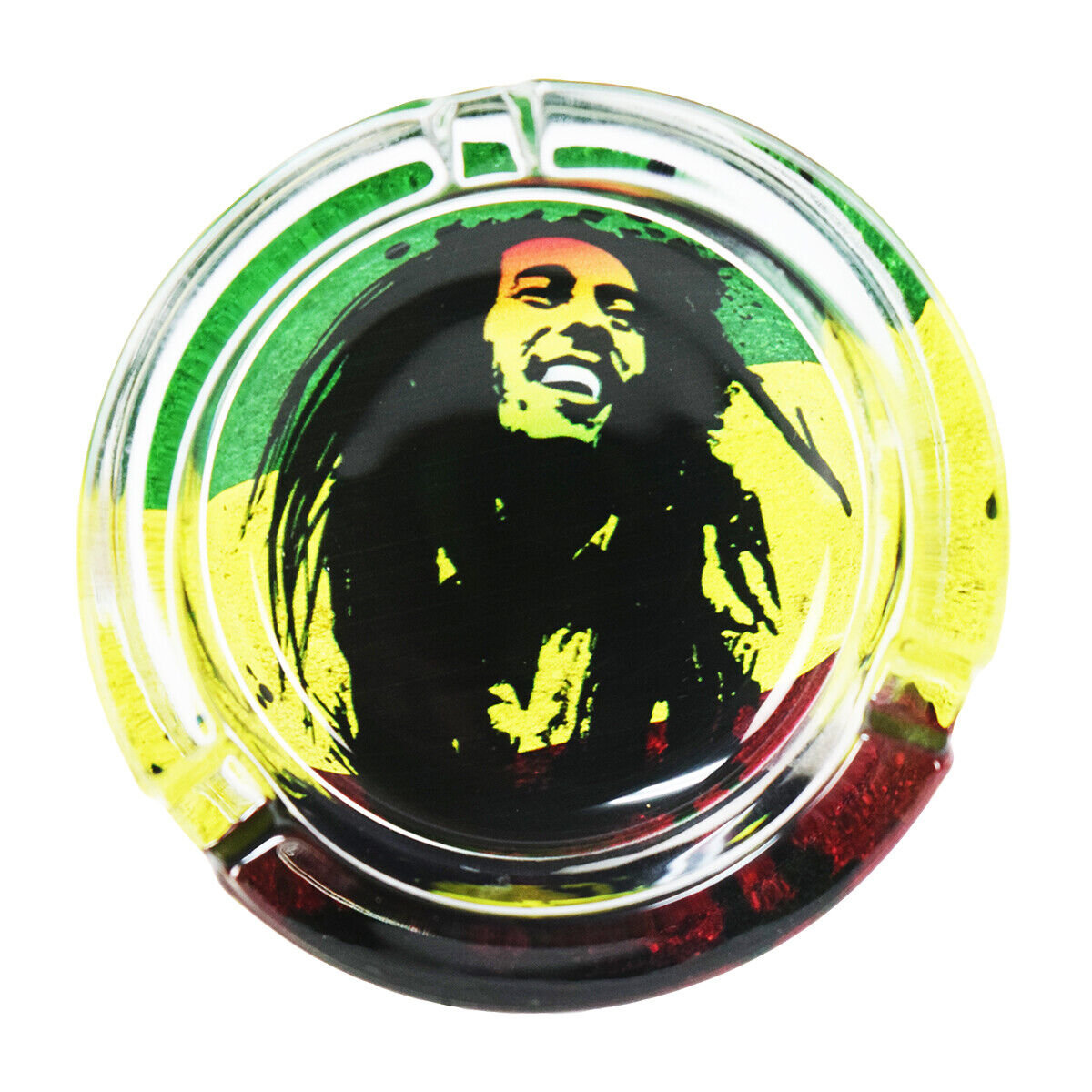 Glass POT LEAF MARLEY ASHTRAY - 3.3" Wide Novelty Gift - DECALS OF AMERICA