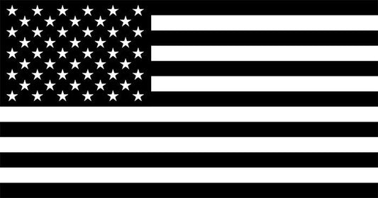 AMERICAN COUNTRY FLAG BLACK N WHITE, STICKER, DECAL, 5YR VINYL, STATE FLAG - DECALS OF AMERICA