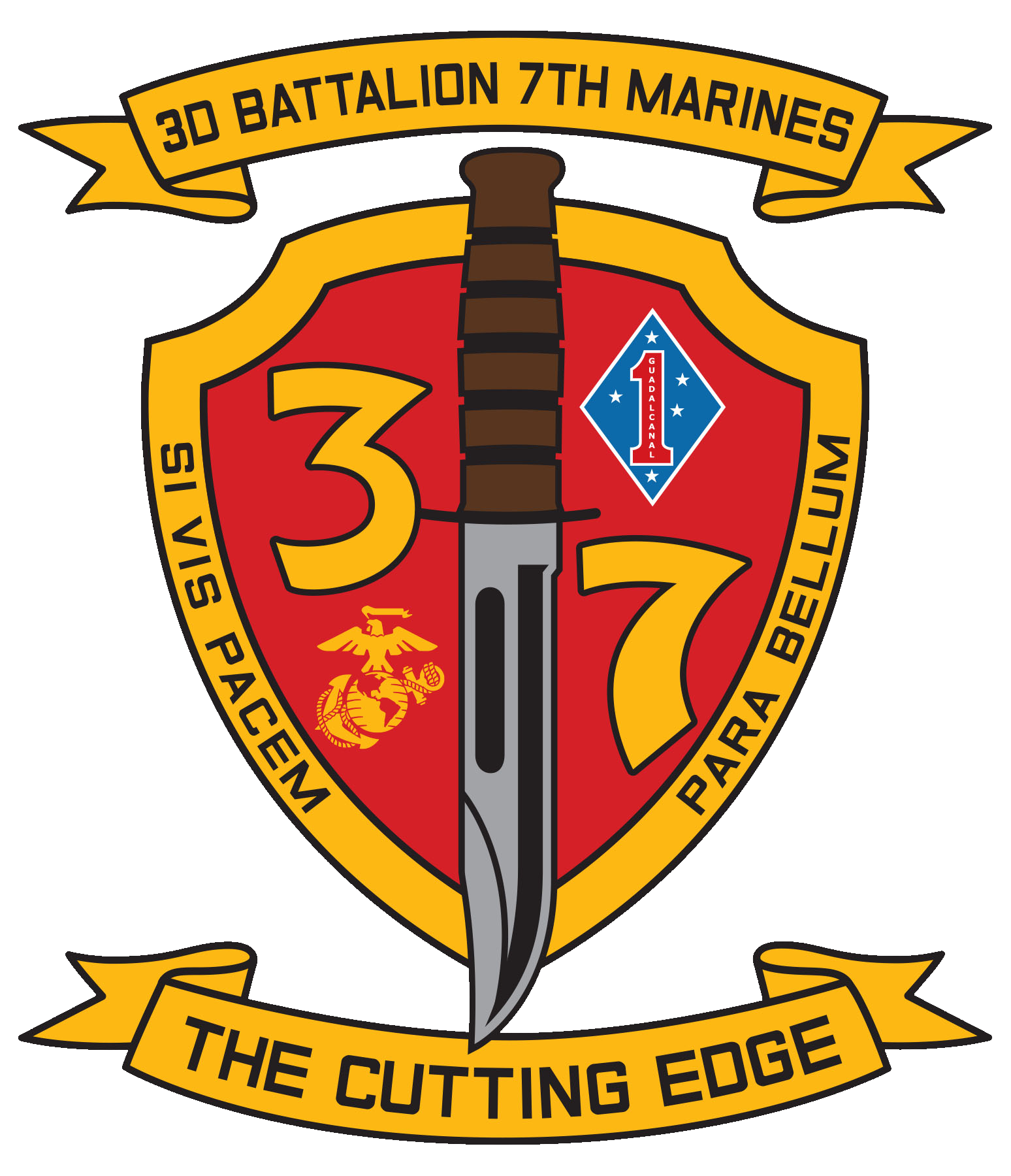 USMC 3rd Battalion 7th Marines Patch U.S. Military vinyl decal for car, truck, window or laptop - DECALS OF AMERICA